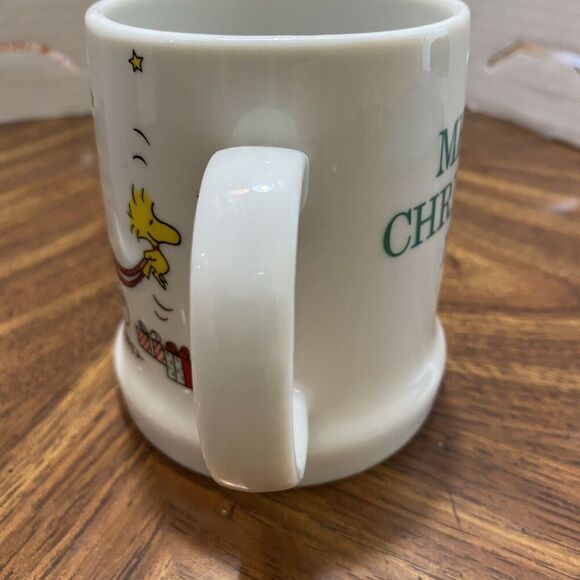 Snoopy Beagle Dog Peanuts Coffee Mug Sleigh Merry Christmas 1976 Woodstock Lot 2 - Picture 5 of 13